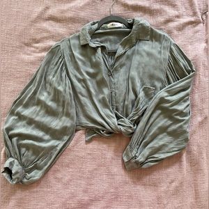 Sage poet sleeve Mahina slouchy blouse